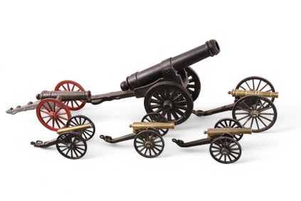 6 CAST METAL MODEL CANNONS