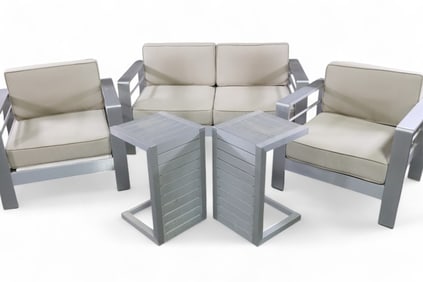 6 PC. CONTEMPORARY ALUMINUM PATIO SET