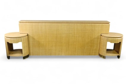 HARRISON VAN HORN GRASSCLOTH HEADBOARD & STANDS