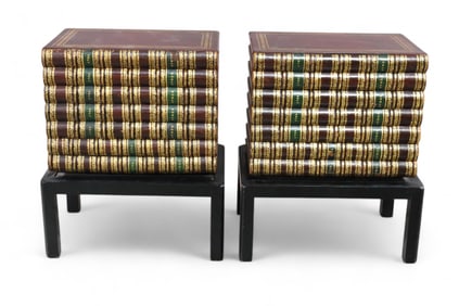 PAIR OF BOOK FORM END TABLES