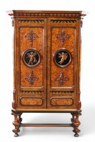 FANCY VICTORIAN TWO DOOR BURLED CABINET