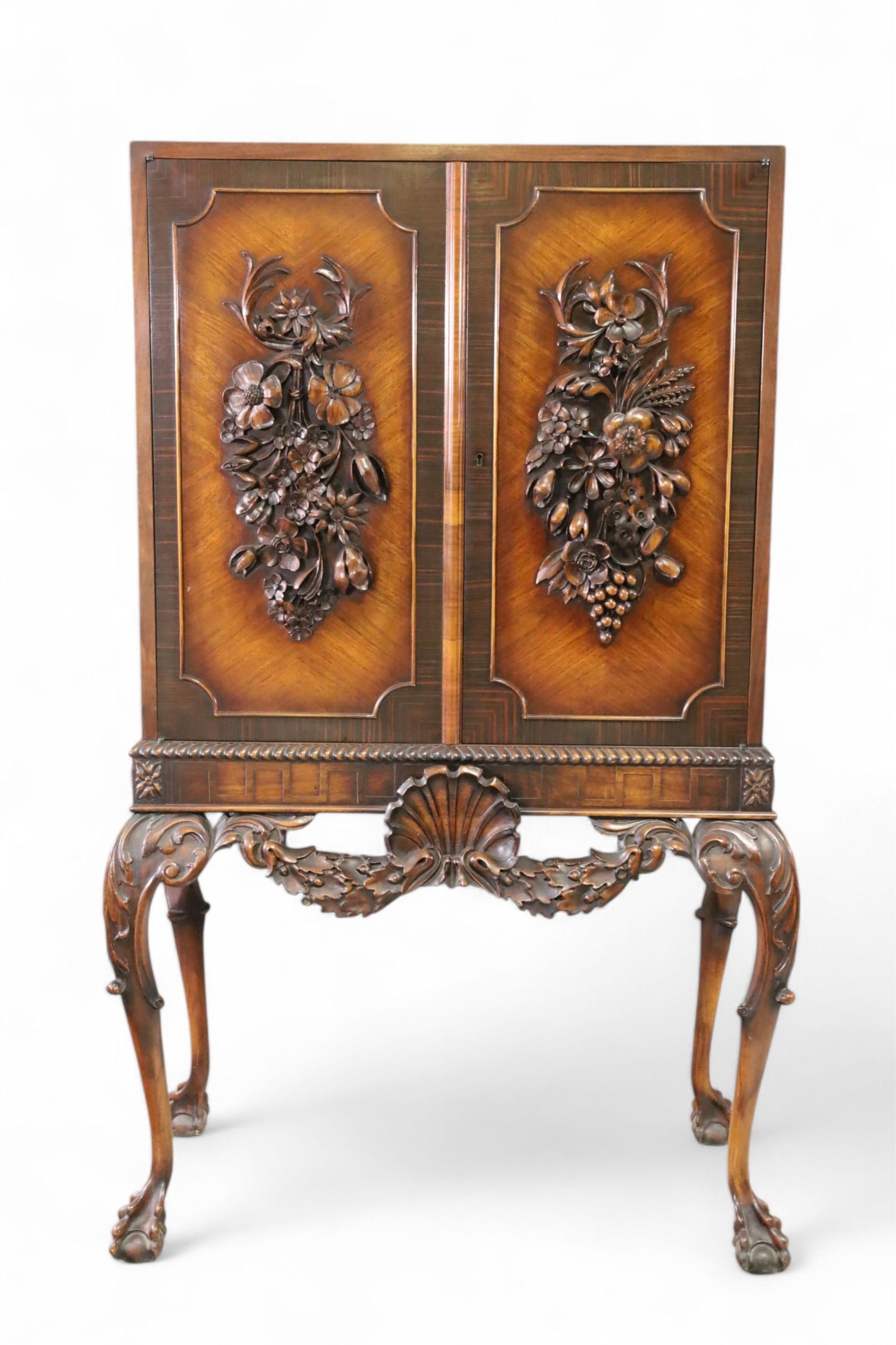 1920'S HIGHLY CARVED TWO DOOR CHINA CABINET (1 of 4)