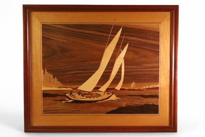 MARQUETRY SCHOONER SEASCAPE