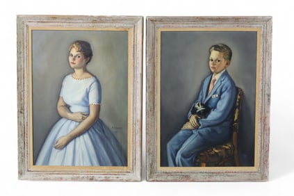 PAIR OF PORTRAIT PAINTINGS