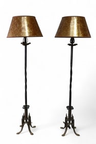 PAIR OF SPANISH IRON FLOOR LAMPS