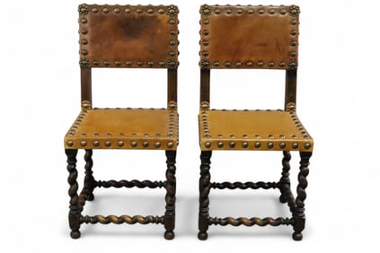 PAIR OF LEATHER SIDE CHAIRS