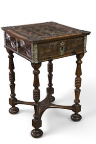 HIGHLY CARVED FLIP TOP END TABLE