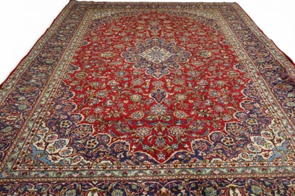 APPROX 13' x 9' 8" HANDMADE WOOL RUG