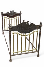 VICTORIAN FIGURAL IRON TWIN BED