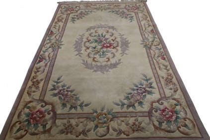 APPROX 9' x 6' CHINESE SCULPTURED WOOL RUG