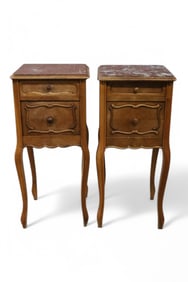 PAIR OF FRENCH MARBLE TOP NIGHTSTANDS