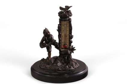 BRONZE FIGURAL THERMOMETER
