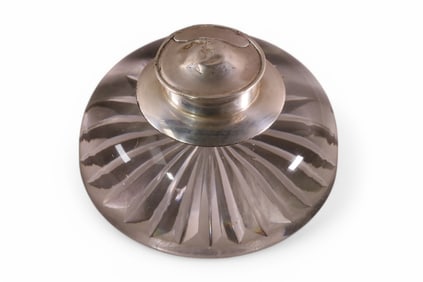 CRYSTAL STERLING TOP INKWELL