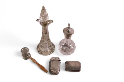 CRYSTAL AND STERLING DRESSER ITEMS