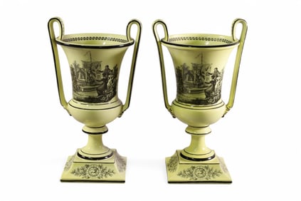 PAIR OF ITALIAN PORCELAIN URNS