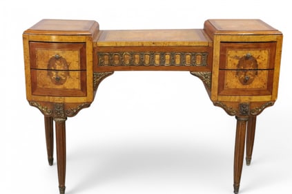 1920'S FRENCH STYLE BURLED VANITY