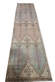 APPROX 11' 1" x 2' 10" HANDMADE WOOL RUG