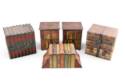 5 BOOK FORM ADVERTISING TINS