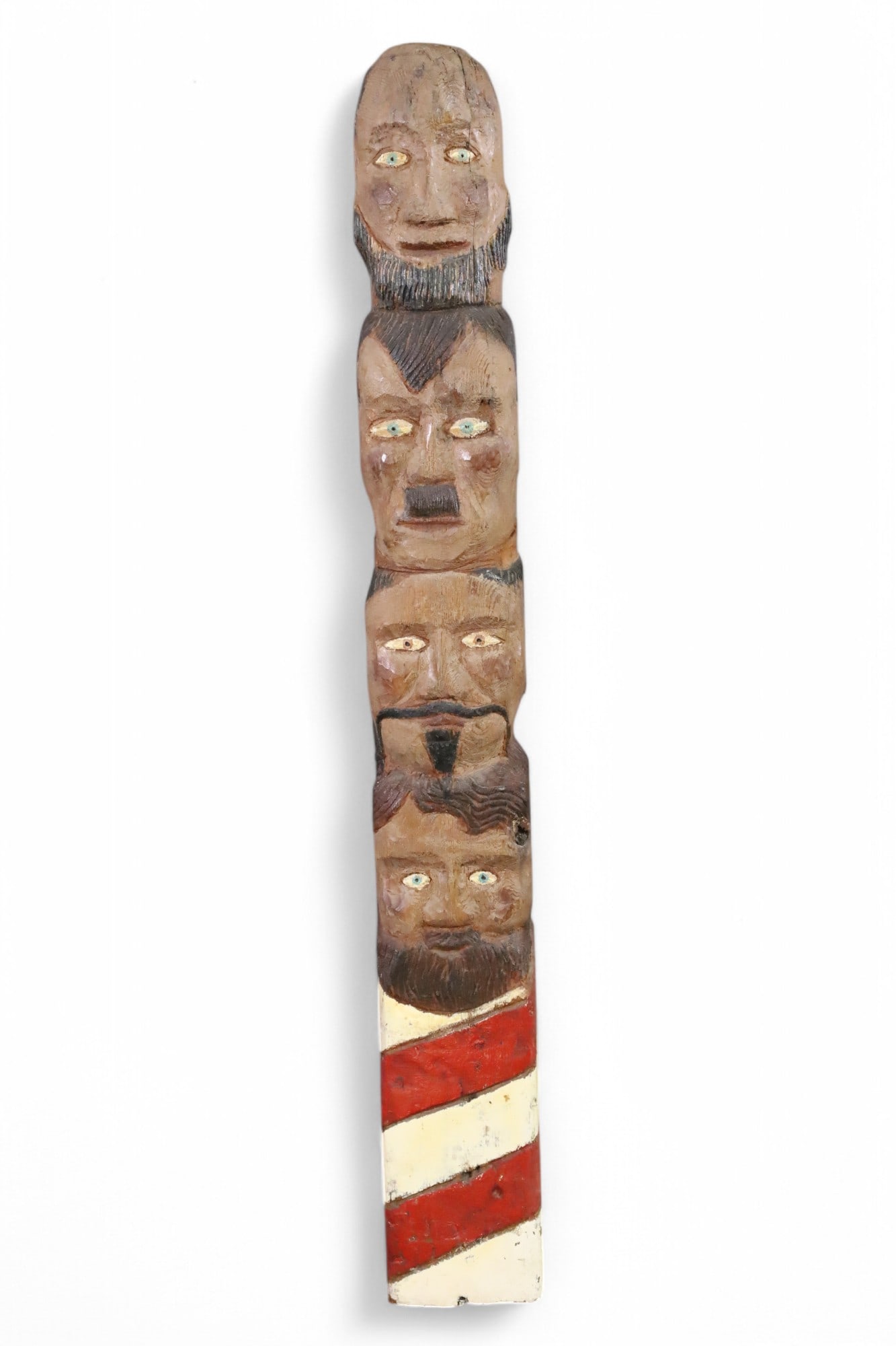ANTIQUE FOLK ART BARBER TOTEM POLE (1 of 4)