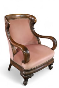 1900'S AM. OAK TALL BACK PARLOR CHAIR