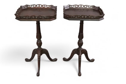 PAIR OF MAHOGANY LAMP TABLES