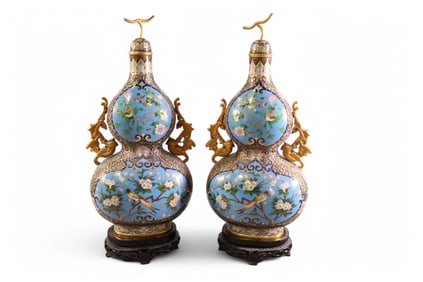 PAIR OF CLOISONNE VASES