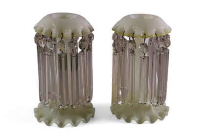 PAIR OF FRENCH OPALENE MANTLE LUSTERS