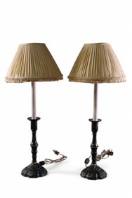 PAIR OF TOLE PAINTED TABLE LAMPS