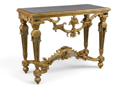 MIRRORED TOP GOLD GILT HALL OR CONSOLE TABLE