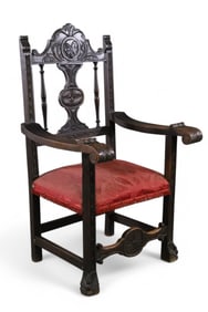 ANTIQUE SPANISH STYLE HALL CHAIR