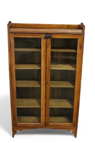 OAK TWO DOOR BOOKCASE