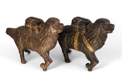 2 ANTIQUE CAST IRON DOG BANKS