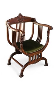 1900'S INLAID MAHOGANY THRONE CHAIR