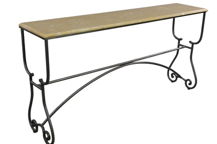 MARBLE TOP IRON BASE SOFA TABLE