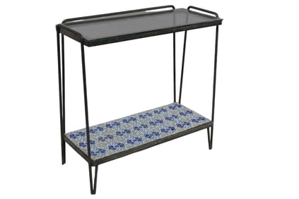 MID CENTURY GLASS TOP PLANT STAND