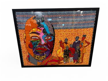 HUGE JO AIDOO FRAMED ART QUILT