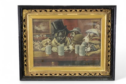 1912 DOGS DRINKING AT A BAR PRINT