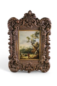 ANTIQUE PAINTING IN PLASTER FRAME