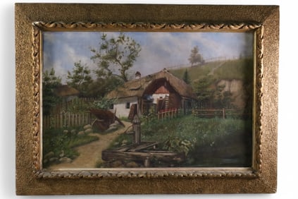 EUROPEAN FARM SCENE PAINTING