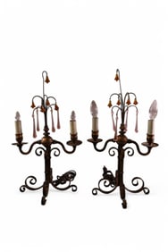 PAIR OF 1920'S TWO ARM TABLE LAMPS