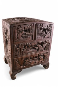 CARVED CHINESE TABLE TOP CHEST
