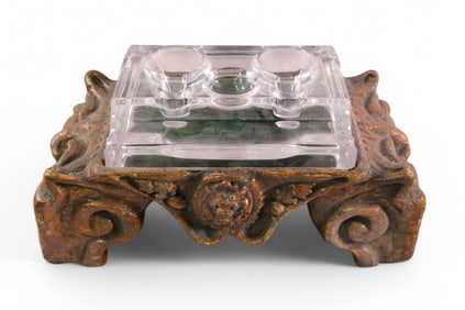 GILT WOOD INKWELL