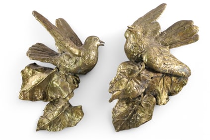 2 HANGING BRONZE BIRD SCULPTURES