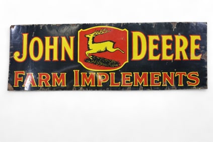 JOHN DEERE W/3-LEG LOGO PORCELAIN SIGN (TAC)