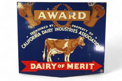 DAIRY OF MERIT CALIFORNIA PORCELAIN SIGN (TAC)