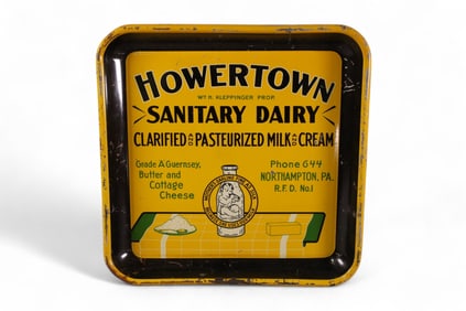 HOWERTOWN SANITARY DAIRY W/ IMAGE METAL TRAY (TAC)