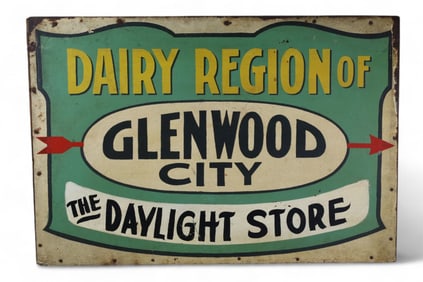 DAIRY REGION OF GLENWOOD CITY METAL SIGN