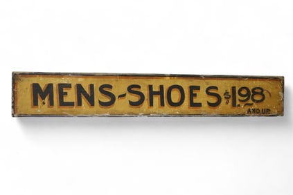 MENS SHOES $1.98 AND UP WOOD SIGN