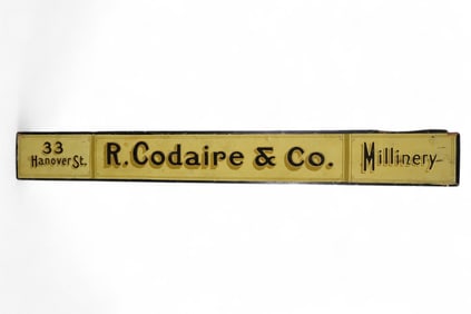 R. CODAIRE & CO. MILLINERY WOOD SIGN