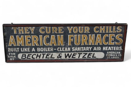 AMERICAN FURNACES METAL SMALTZ PAINTED SIGN (TAC)